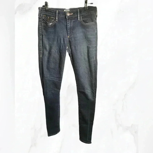 True Religion “Halle” mid rise  super skinny medium wash denim jean 26 - Picture 2 of 4